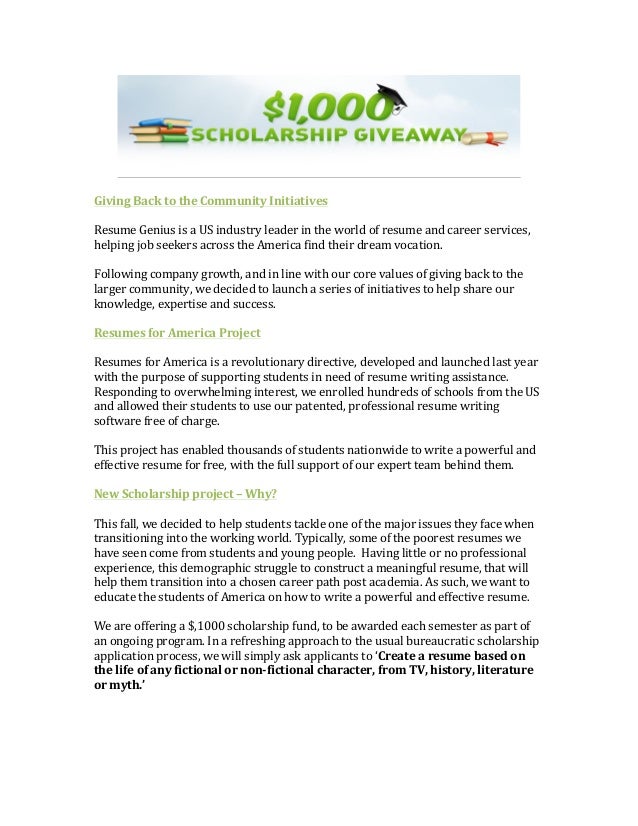 giving back to the community initiatives resume