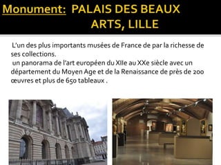 L’un des plus importants musées de France de par la richesse de
ses collections.
un panorama de l’art européen du XIIe au XXe siècle avec un
département du Moyen Age et de la Renaissance de près de 200
œuvres et plus de 650 tableaux .
 