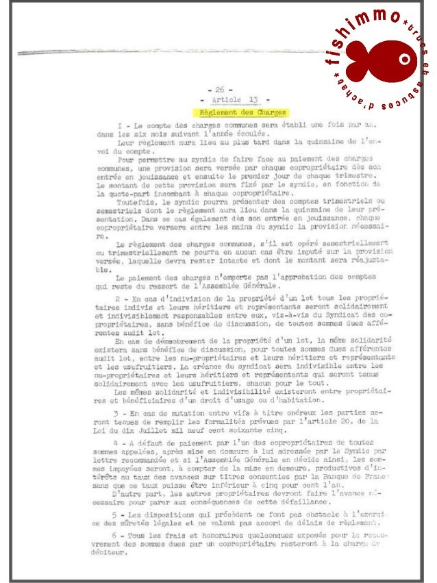 Règlement de copropriété