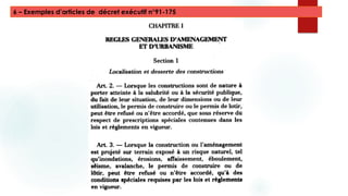 6 – Exemples d’articles de décret exécutif n°91-175
 