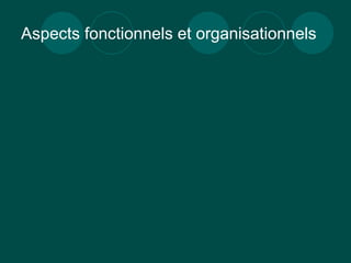 Aspects fonctionnels et organisationnels
 