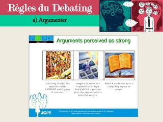 Règles du Debating
a) Argumenter
 