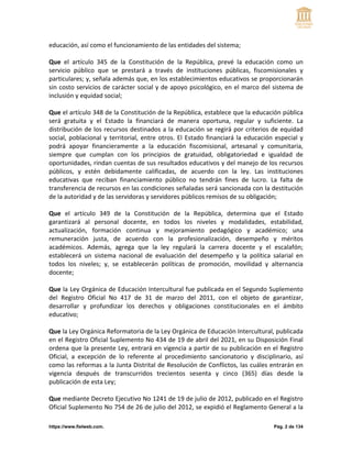 REGLAMENTO A LA LEY ORGANICA DE EDUCACION | PDF