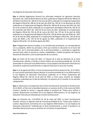 REGLAMENTO A LA LEY ORGANICA DE EDUCACION | PDF