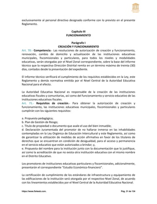 REGLAMENTO A LA LEY ORGANICA DE EDUCACION | PDF