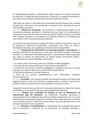REGLAMENTO A LA LEY ORGANICA DE EDUCACION | PDF