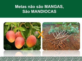 Metas não são MANGAS,
São MANDIOCAS
x
 