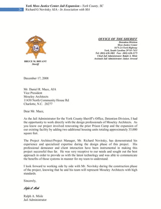 York Moss Justice Center Jail Expansion - York County, SC
26   Richard G Novitsky AIA - In Association with MA
 