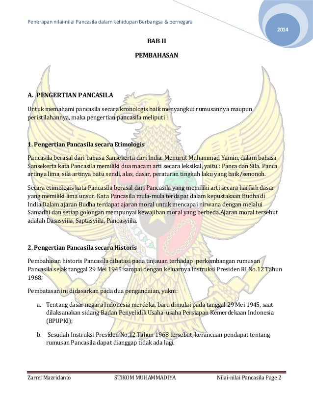 Memahami nilai nilai pancasila