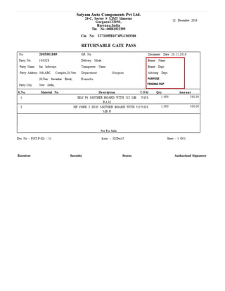 Sample Rgp Format For Factory Rgp | PDF