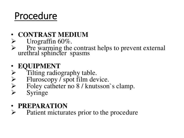 retrograde urethrogram for urology residents | PPTX