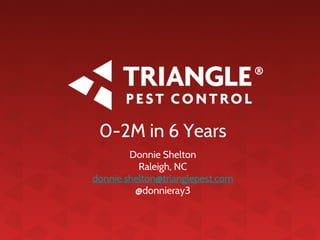 0-2M in 6 Years
Donnie Shelton
Raleigh, NC
donnie.shelton@trianglepest.com
@donnieray3

 