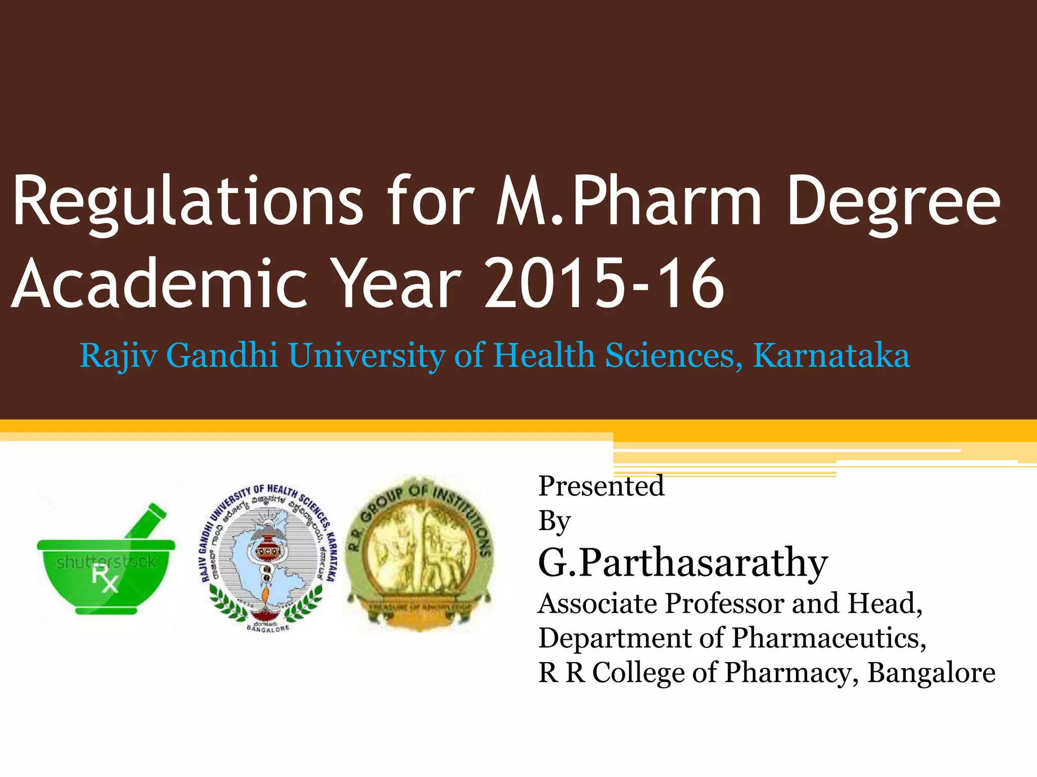 Rguhs regulations and syllabus for m.pharm pharmaceutics | PPTX