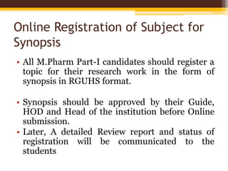 Rguhs regulations and syllabus for m.pharm pharmaceutics | PPTX
