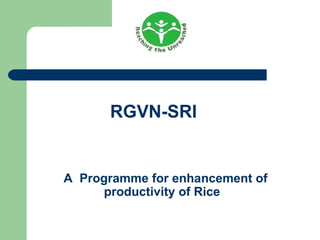 RGVN-SRI


A Programme for enhancement of
     productivity of Rice
 