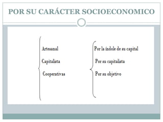 POR SU CARÁCTER SOCIOECONOMICO