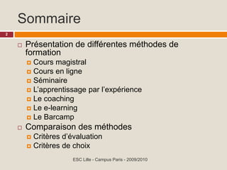 Les méthodes pédagogiques de formation