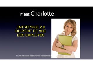 Meet Charlotte
Source: http://www.slideshare.net/TheShed/meet-charlotte
ENTREPRISE 2.0
DU POINT DE VUE
DES EMPLOYES
 