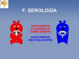 F. SEROLOGÍA ANTICUERPOS NEUTRALIZANTES ANTICUERPOS FIJADORES DE COMPLEMENTO v s 