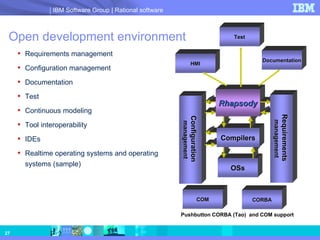 Open development environment <ul><li>Requirements management </li></ul><ul><li>Configuration management </li></ul><ul><li>...
