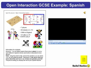 Open Interaction GCSE Example: Spanish Rachel Hawkes 