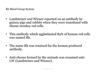 Comprehensive Overview of the Rh Blood Group System and Its Clinical ...