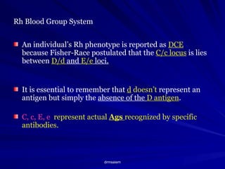 Rh Locus Rh_Blood_Group_System as a one of the blood groups pptx | PPTX