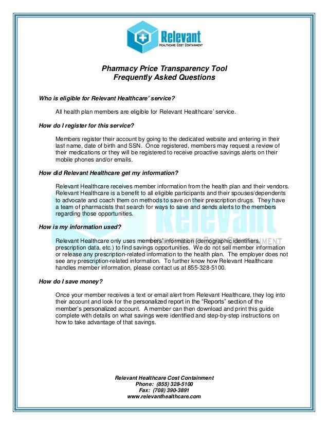 Rhcc pharmacy price transparency tool