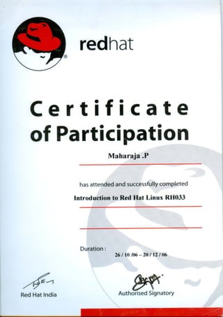 Certificate of Participation on Rhel4