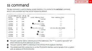 73
ss command
OUT OF SCOPE
 