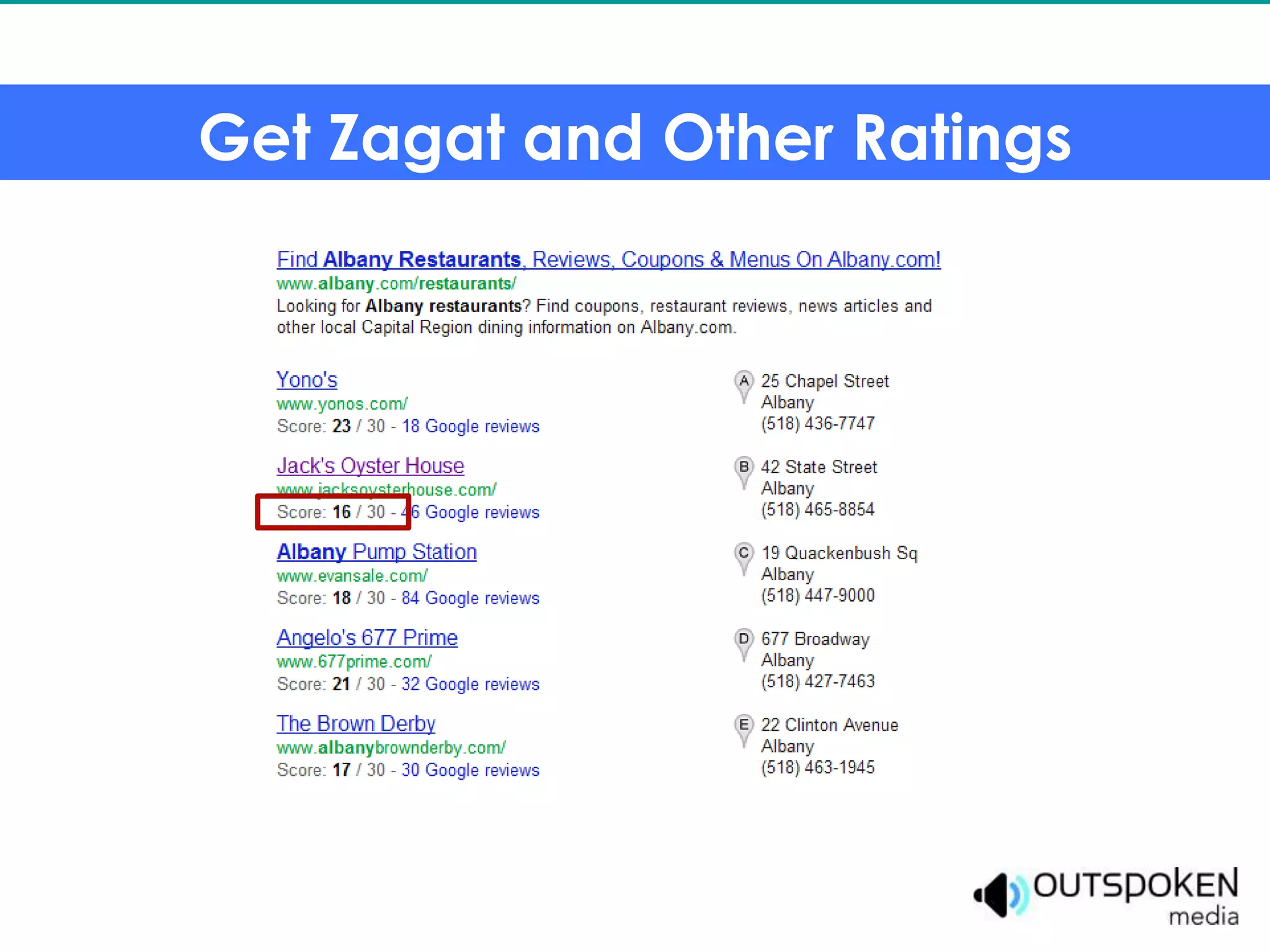 Get Zagat and Other Ratings
 