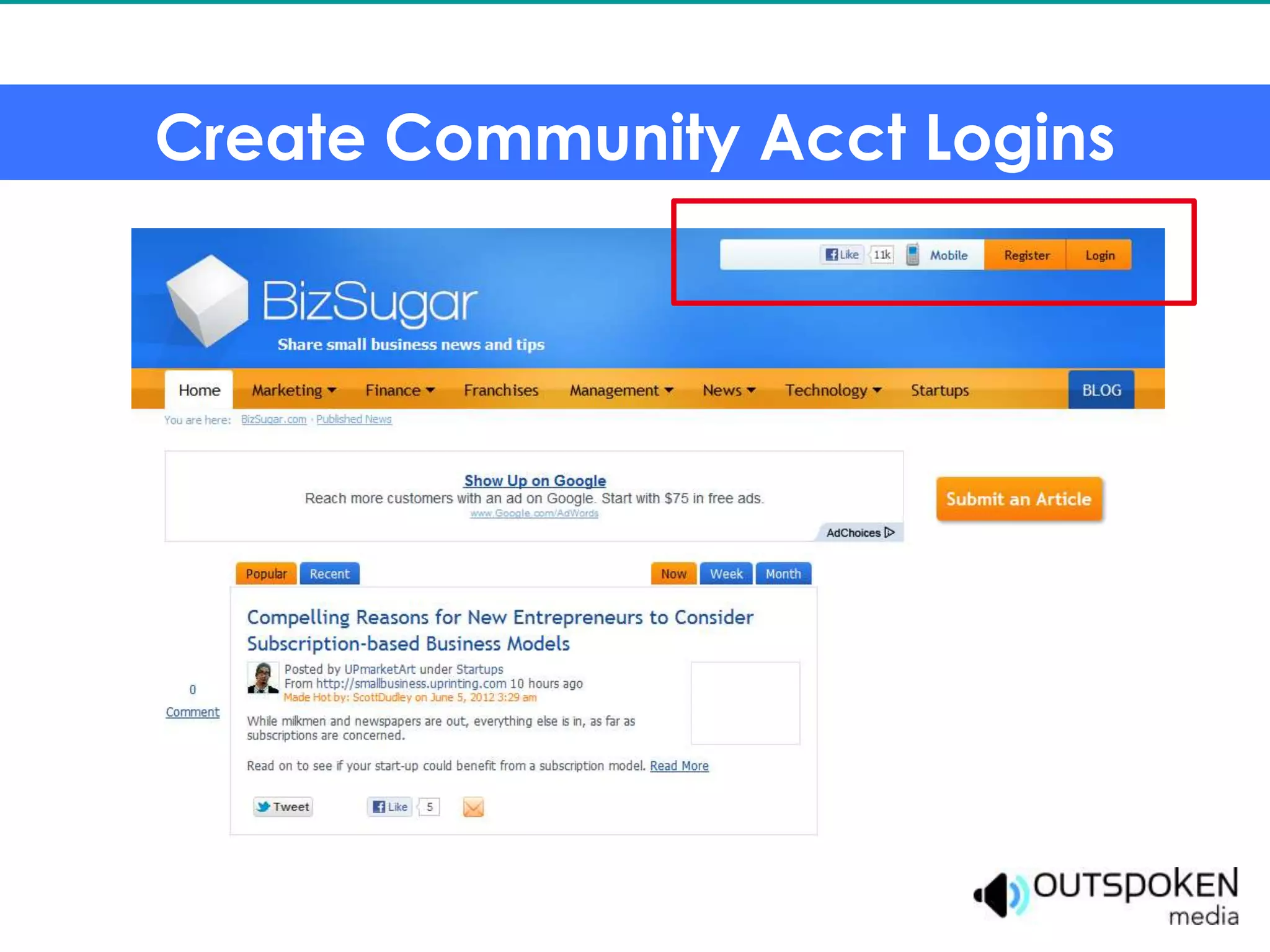 Create Community Acct Logins
 