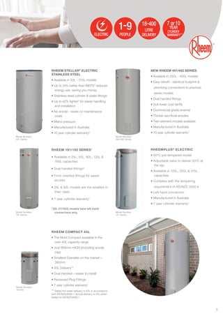 Rheem Hot Water Brochure - The Heater Man | PDF
