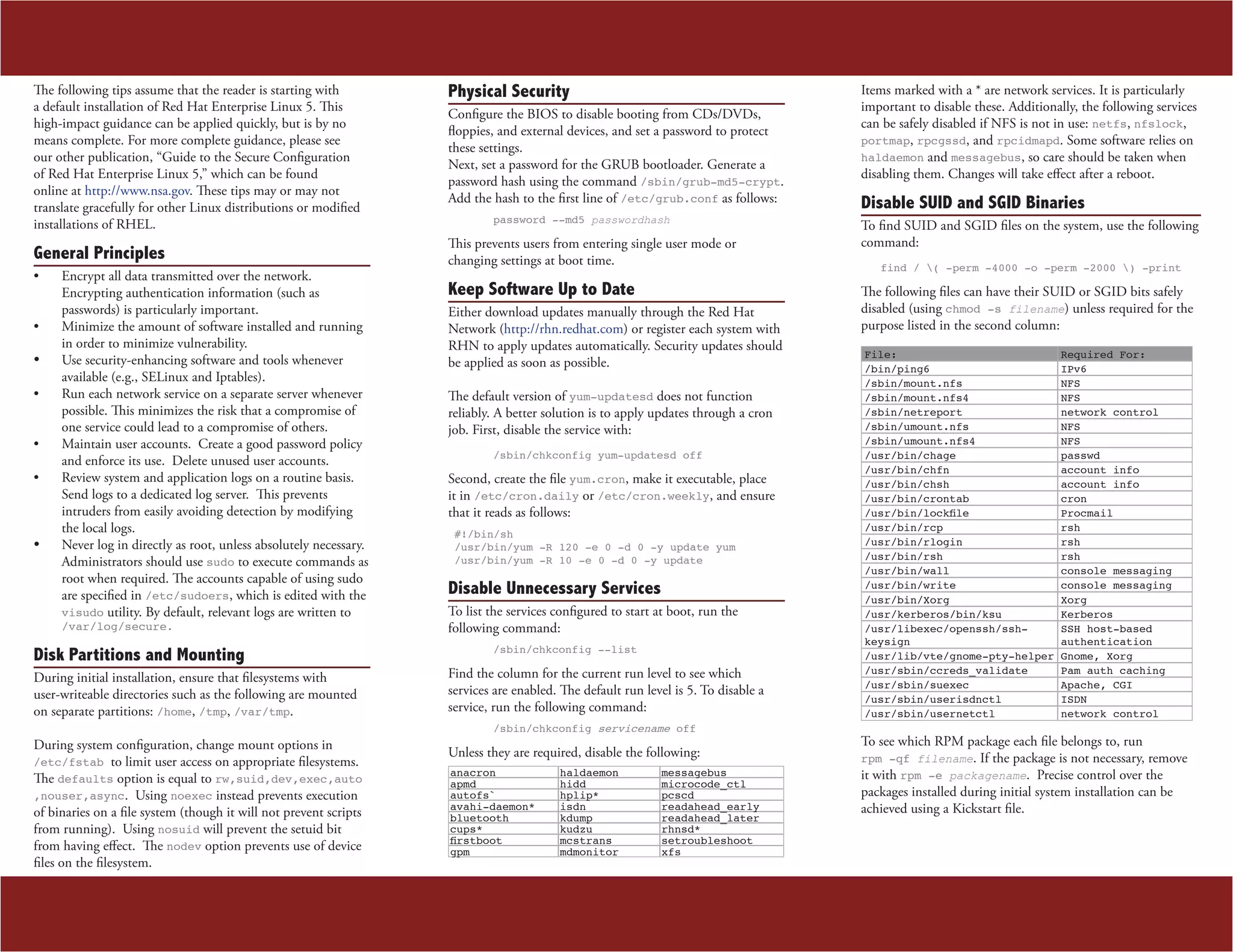 Red Hat Linux 5 Hardening Tips - National Security Agency | PDF