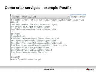 RED HAT BRASIL
Como criar serviços – exemplo Postfix
 