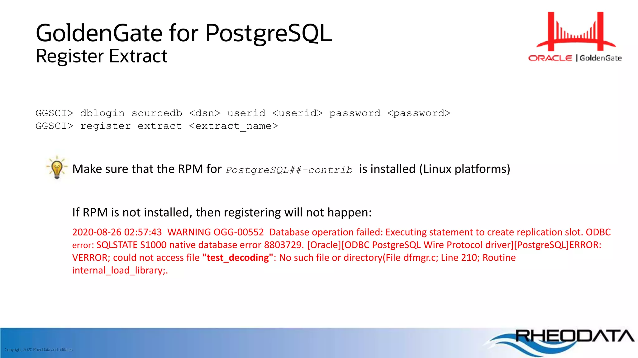 Improve PostgreSQL replication with Oracle GoldenGate