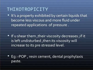 Rheological properties (physical properties) of dental materials | PPTX