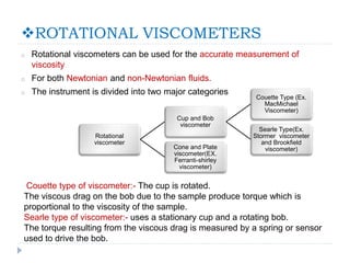 Viscometer Geometry Rheology | PPTX