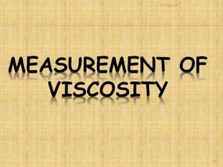 MEASUREMENT OF
VISCOSITY
40
21-Feb-16
 
