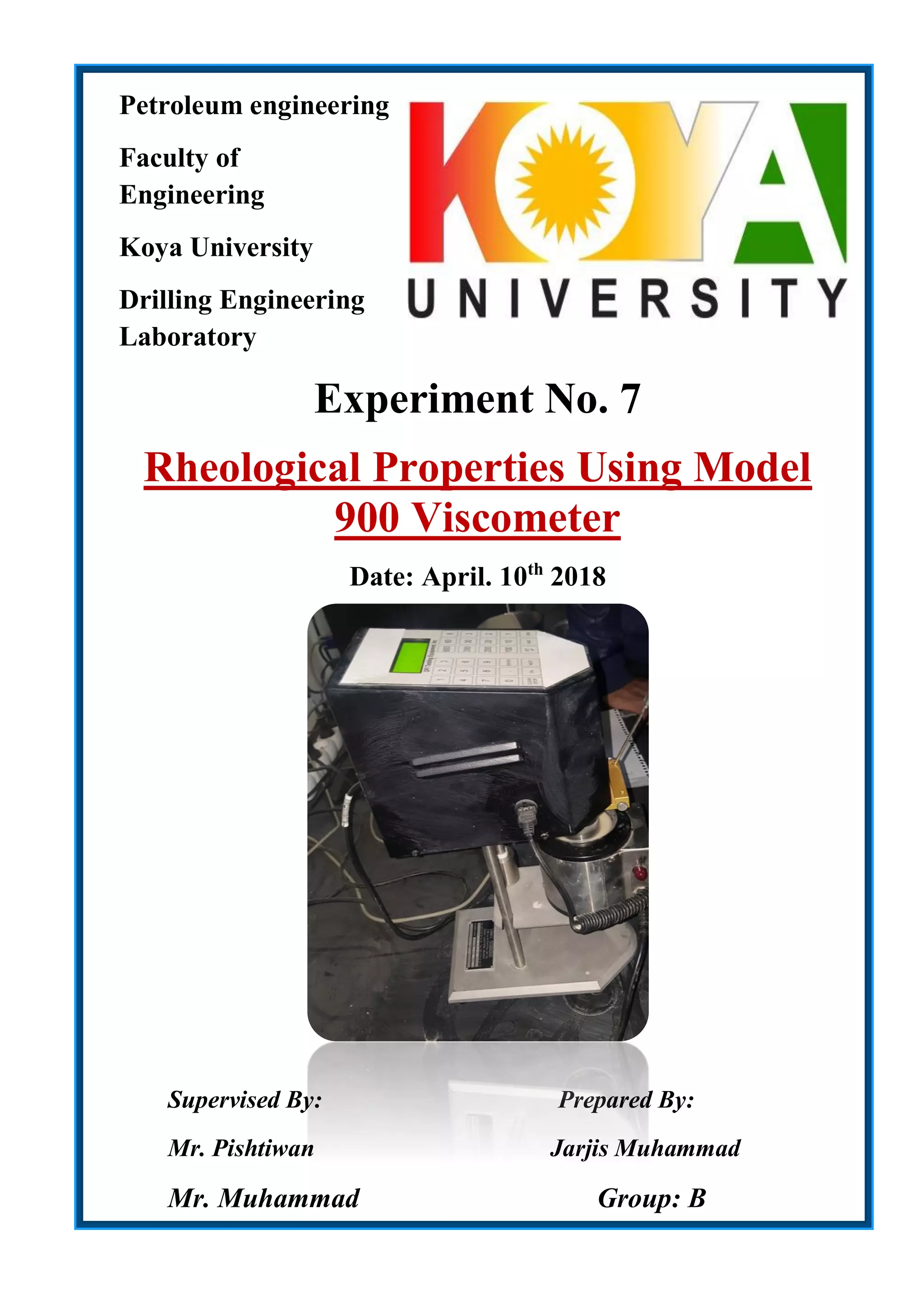 Rheology model 900 Mud Engineering Exp. PDF