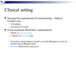 Fmh Test Rhogam Rhesus Isoimmunisation | PPT