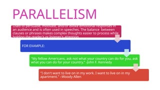 Parallelism Rhetoric Example RHETORICAL-DEVICES POWERPOINT PRESENTATION | PPTX