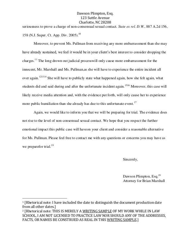 To opposing counsel sample letters Paralegals and
