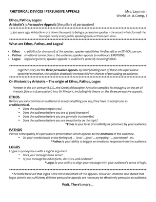 Rhetorical Devices - Persuasive Appeals | PDF