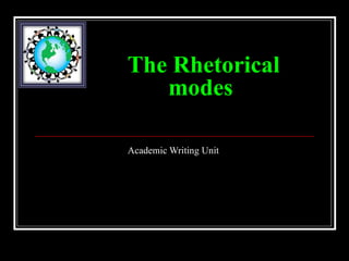 The Rhetorical
   modes

Academic Writing Unit
 