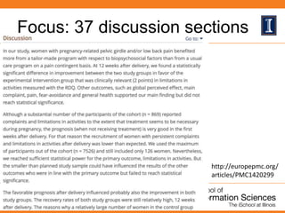 Focus: 37 discussion sections
http://europepmc.org/
articles/PMC1420299
 