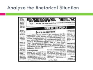 Analyze the Rhetorical Situation
 