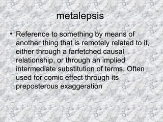 Metalepsis Examples Rhetorical terms review game | PPT