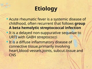 Recurrent Rheumatic Fever Rheumatic-Fever - Clinical features and pathogenesis | PPTX