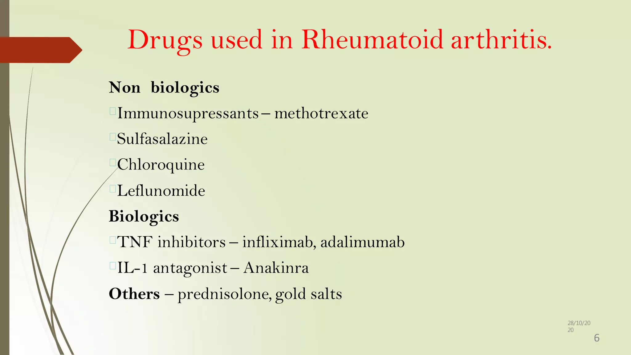 pharmacology of Rheumatoid arthritis | PDF